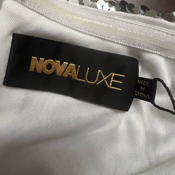 Silver Sequin strapless Mini Dress sweetheart neckline holiday party large NWT - Picture 12 of 14